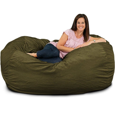  | Fauteuil à billes 5,5 pi | Rembourrage en mousse - Housse lavable amovible, fourrure brune