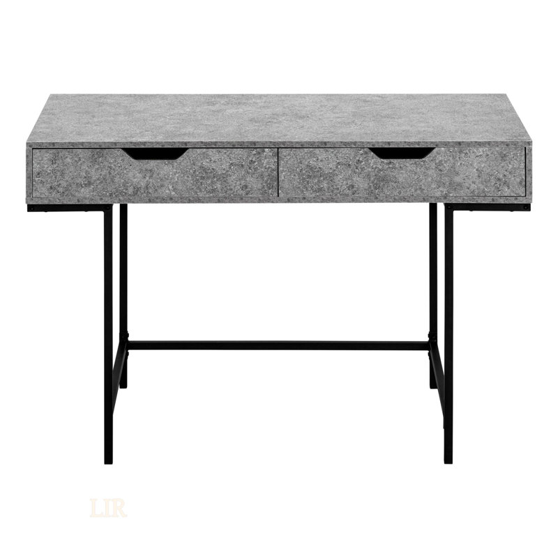 Contemporary Grey Laminate Computer Desk With Storage, Ideal For Home Office And Efficient Work Setup., Gray/Black