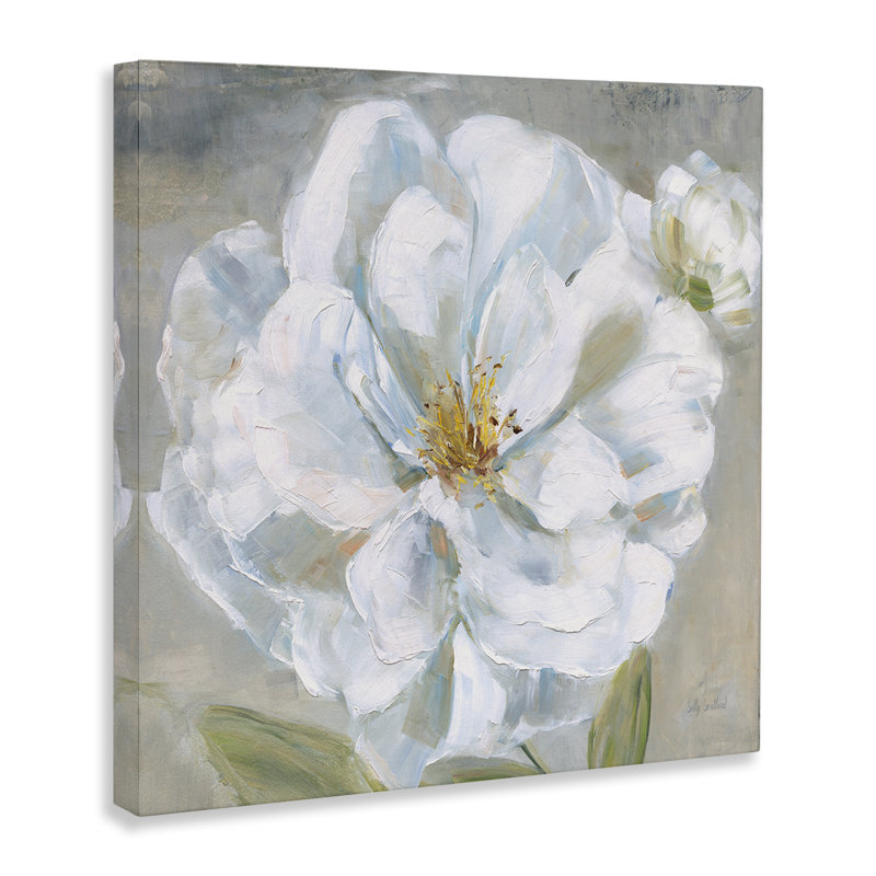 «Curling White Flower Petals» par Sally Swatland, H 17 po x l 17 po