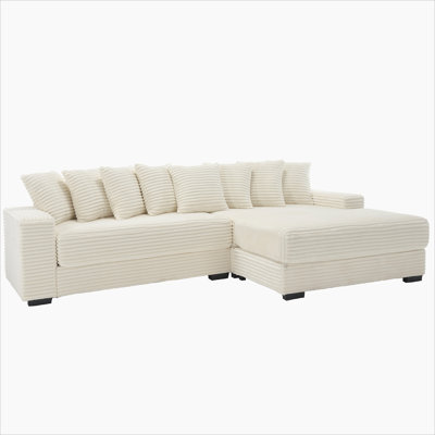 Oversized Two-Piece  Couches,  L Shaped Sofa, Corduroy, Right Chaise Daybed