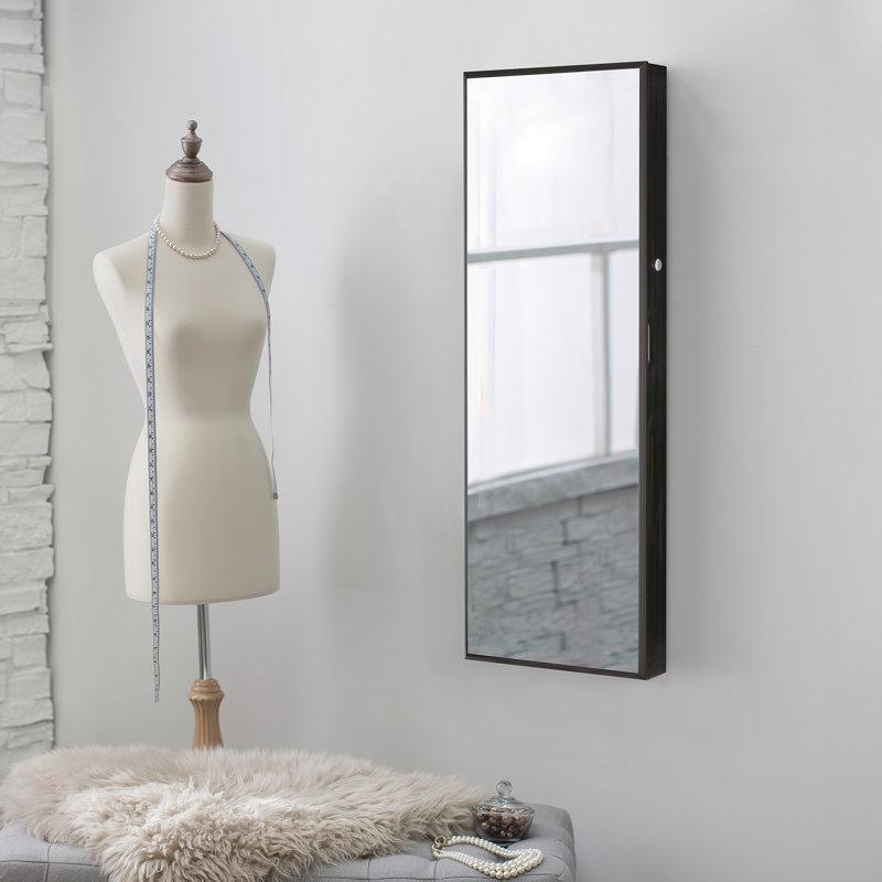 Armoire à bijoux murale avec miroir Eudosia, Brun