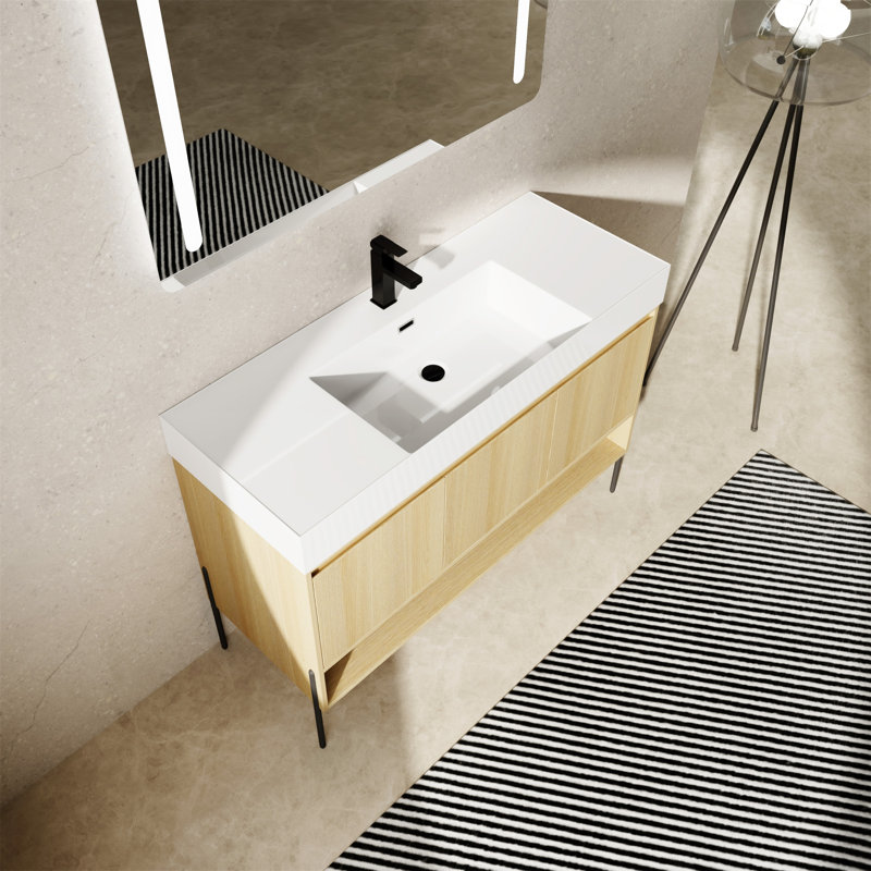 Ensemble de meuble-lavabo 48 po avec lavabo simple en résine, porte, meuble-lavabo
