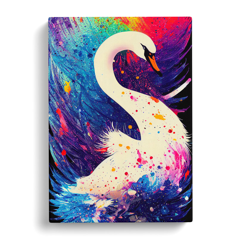 Swan Paint Splash No.2 Abstract - Wrapped Canvas Print, 76cm H x 50cm W x 3cm D