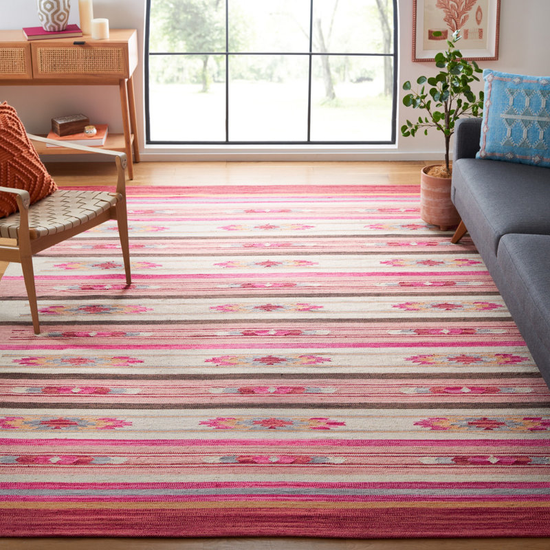 Conkling Flatweave Jute/Cotton Southwestern Rug in Red, Rectangle 8' x 10'