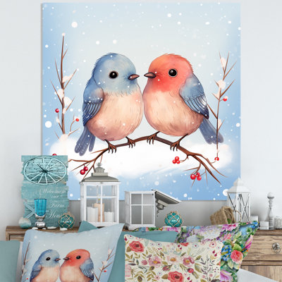 Hiver, oiseau mignon amoureux de la chambre de bébé III - oiseau, art mural en métal