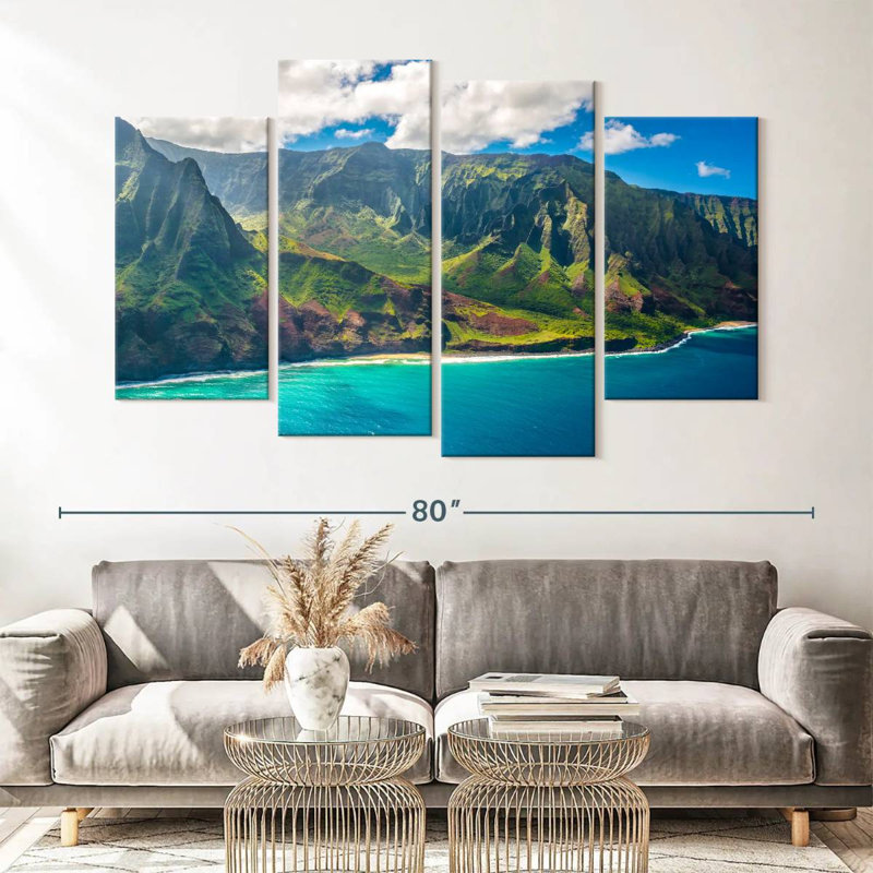 Kauai Wall Art Multi Piece Canvas Print, H 42 po x l 68 po x P 1,25 po