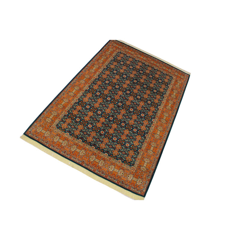 Tapis orange en laine noué à la main 6 pi 3 po x 9 pi 3 po Madlynne