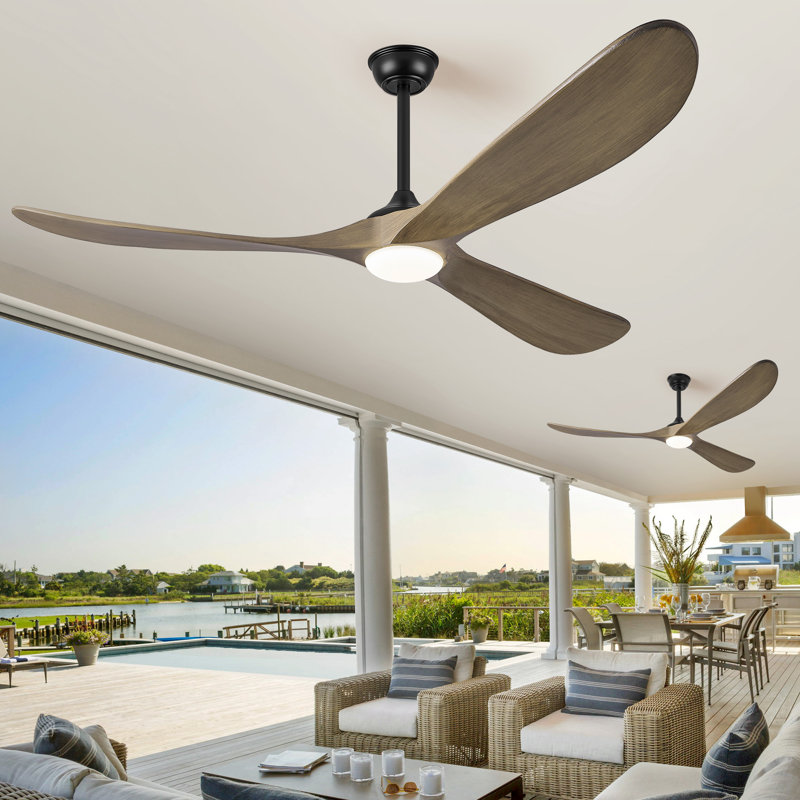 Ventilateur de plafond en bois 72 pouces à 3 pales avec lumière, télécommande à 6 vitesses, moteur réversible, 3CCT, à intensité variable, minuterie et fonction mémoire