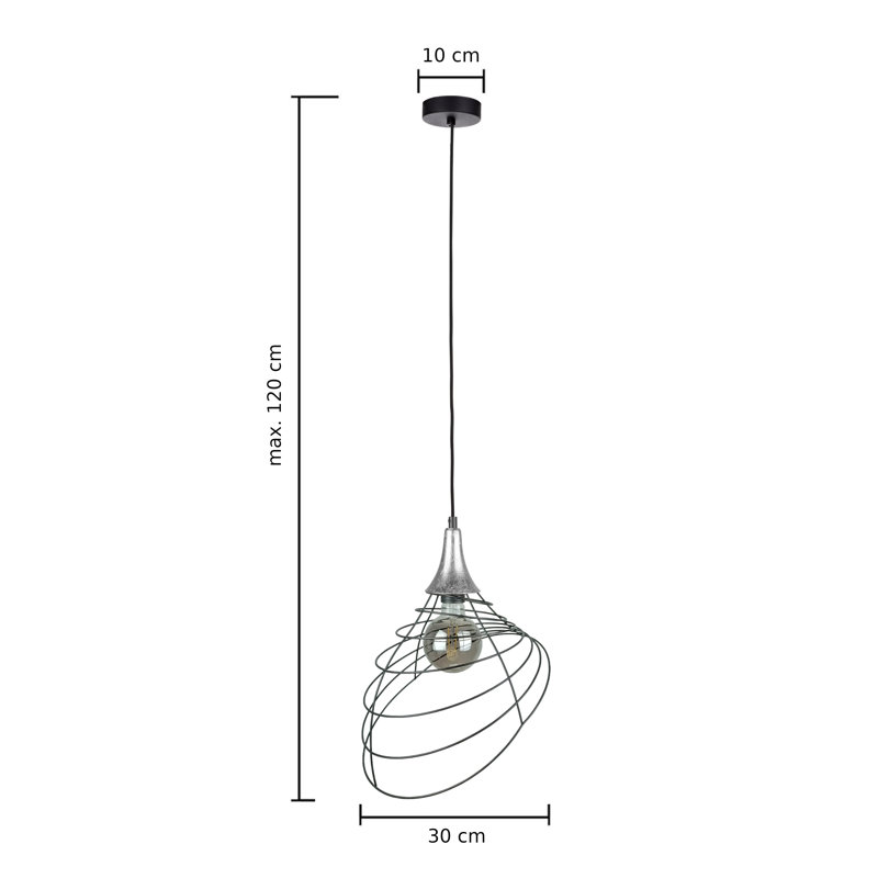 Tayeb 1 - Light Single Pendant, Black/Silver