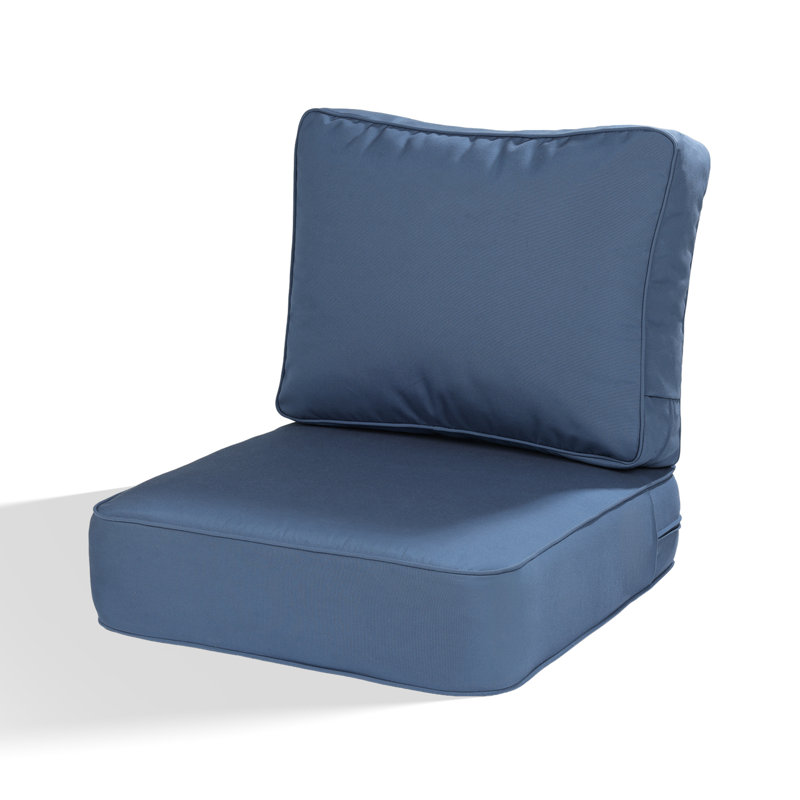6 Inch Sunbrella Outdoor Chair Seat Back Cushion Set, 24" W x 25" D, Canvas Sapphire Blue
