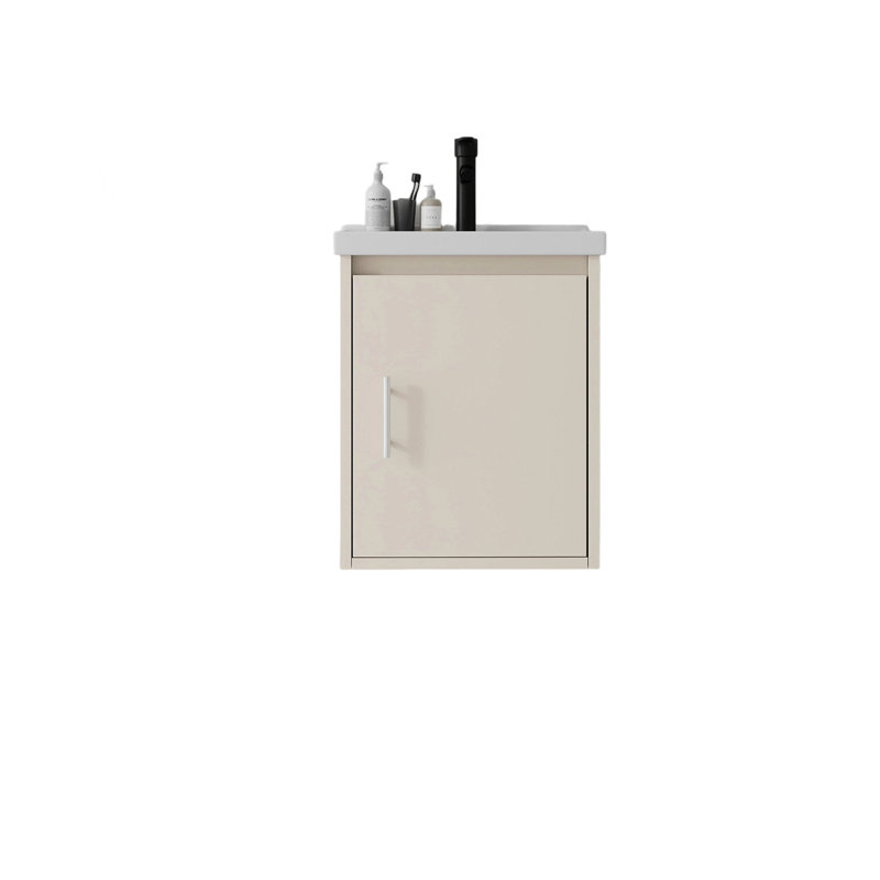 Meuble-lavabo flottant 16 po avec lavabo, porte à fermeture en douceur, lavabo en céramique, contreplaqué, kaki, Kaki, 16" W