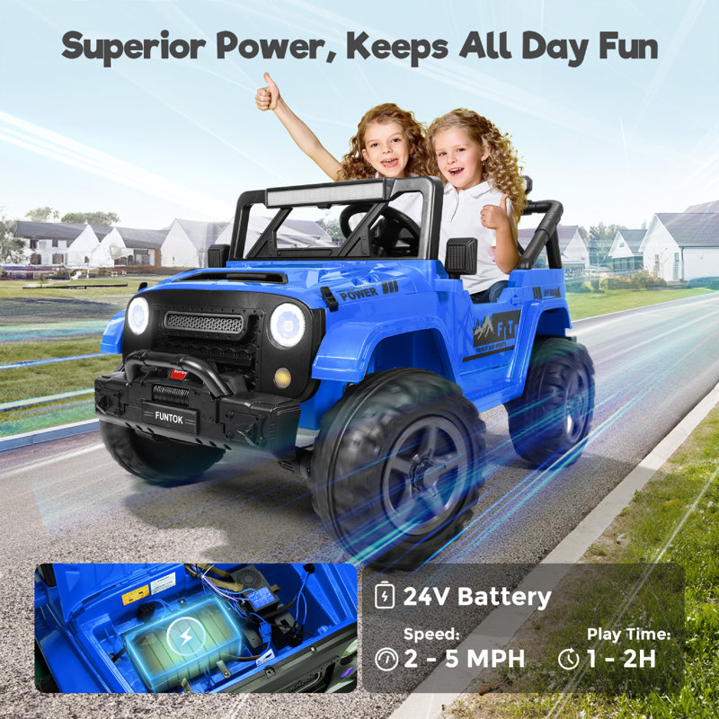 Blue 24V 2-Seater Kids Ride-On UTV with Remote Control
