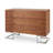 Pangea Home Modern 3-Drawer Dresser / Sideboard Buffet – Contemporary Storage Cabinet with Sleek Steel Base – Available in Walnut Light Brown Wood Veneer Finish - Bedroom, Dining Room, Entry Console-1207428911