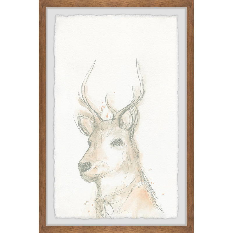Deck Deer Cameo III - Drawing, 61cm H x 41cm W