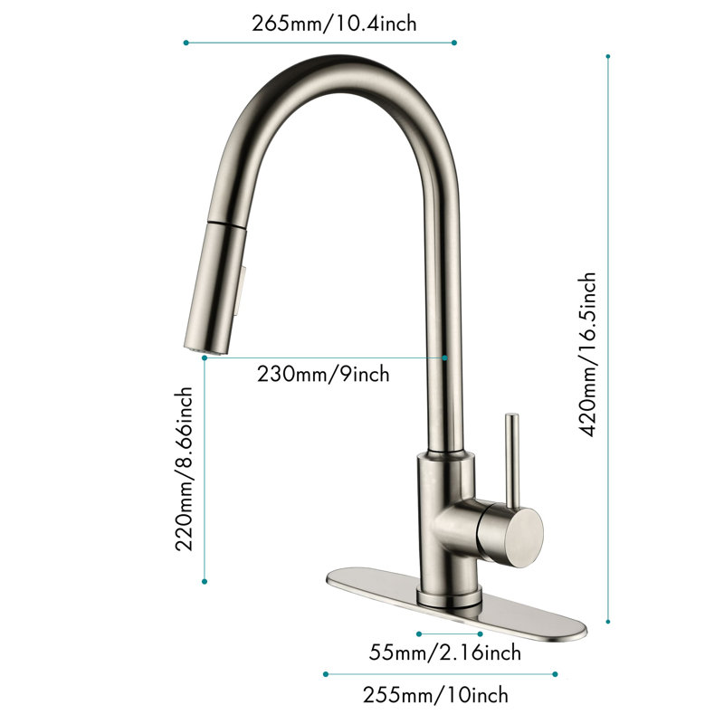AWZTOO Kitchen Faucet, Brushed Nickel