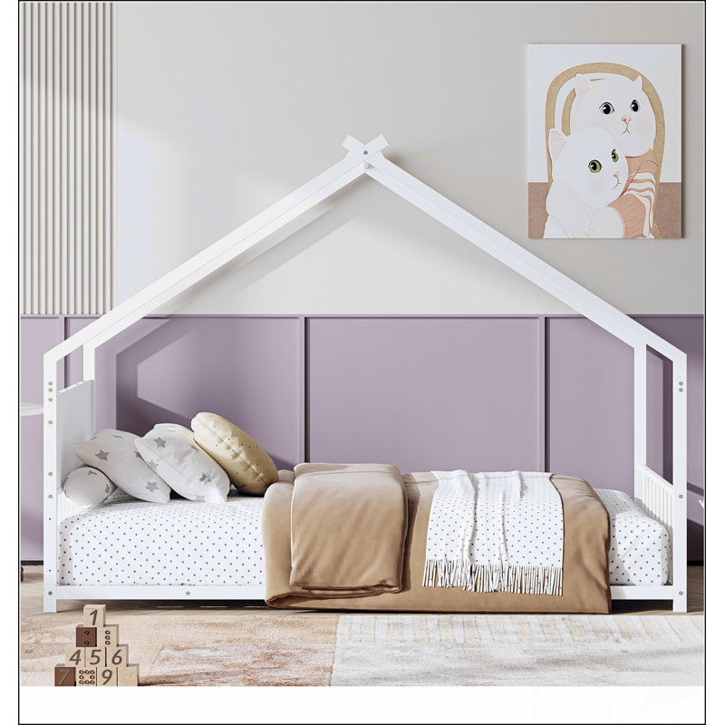 Lit simple en métal avec toit et lumières colorées, idéal pour les enfants et les jeunes adolescents, aucun sommier requis