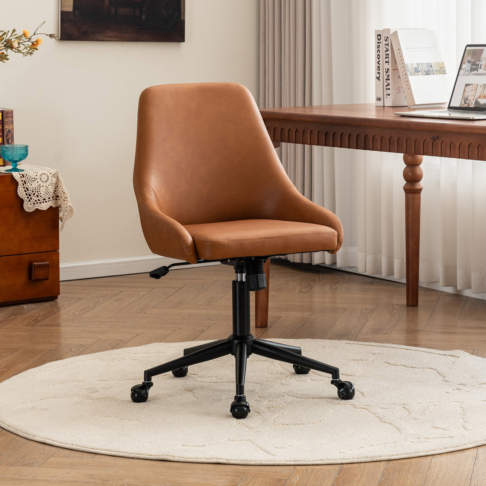 Vanora Office Chair,  Brown Faux Leather