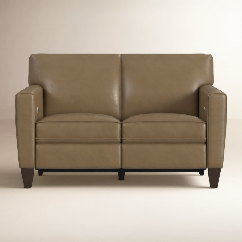 Osmin Foster Power Inclining Loveseat, Brown Top Grain Leather