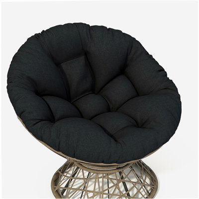 Chaise berçante ergonomique de 40 pouces, coussin en tissu à densité de nuage épais, housse imperméable, structure en fer de grande capacité, rotation douce à 360 degrés, convient pour la lecture, le salon, la chambre à coucher, le salon, la base brune, 2 couleurs