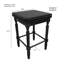 Élégant tabouret de bar noir l 16 po x H 24 po avec assise rembourrée en PVC et structure en bois d'hévéa rustique
