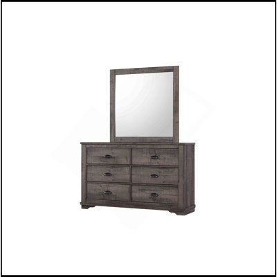 1Pc Contemporary Six Drawers Dresser Bed Side Cabinet Wooden Furniture Rustic Gray Color