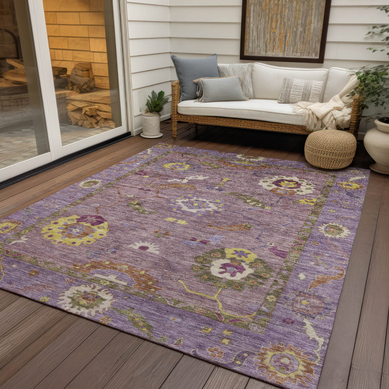Machine Washable Indoor/Outdoor Kaczor ACN2229 Global Rug, Rectangle 5' x 7'6"