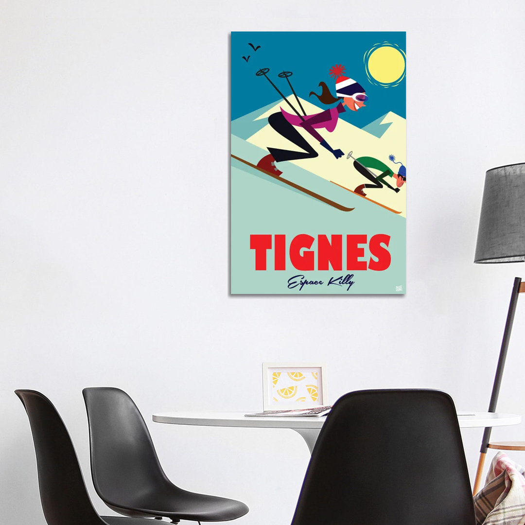 Tignes Espace Killy von Gary Godel - Galerie-umwickelte Leinwand Giclée auf Leinwand