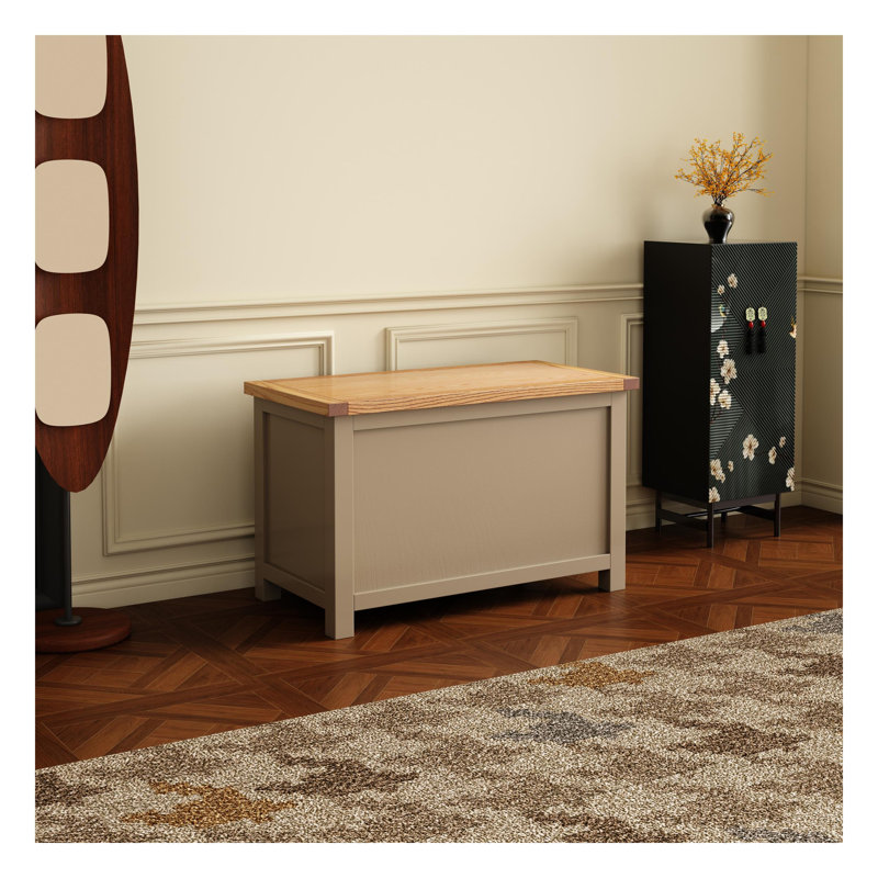 Wood Flip Top Storage Bench, Light Gray