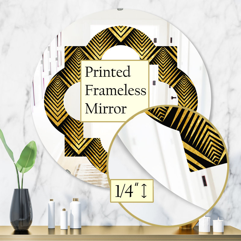 Miroir mural art déco sceau quadrilobe éclectique, H 31,5 po x l po