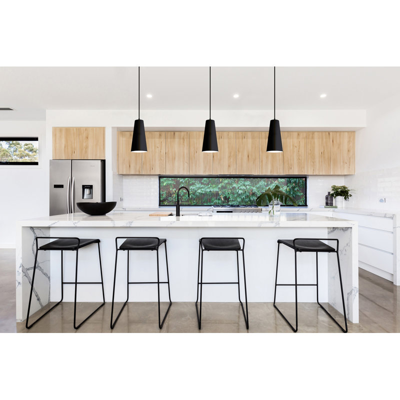 Deandra Single Light Metal Dimmable Pendant, Structured Black