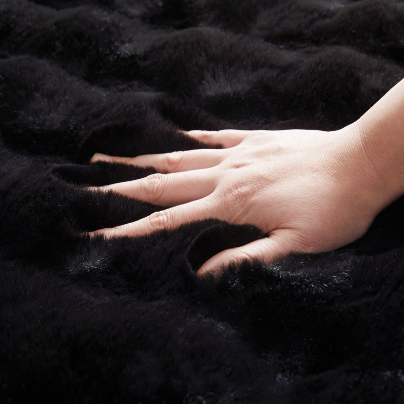 Modern Bubble Textured Shag Area Rug, Rectangle 160 x 230 cm, Black