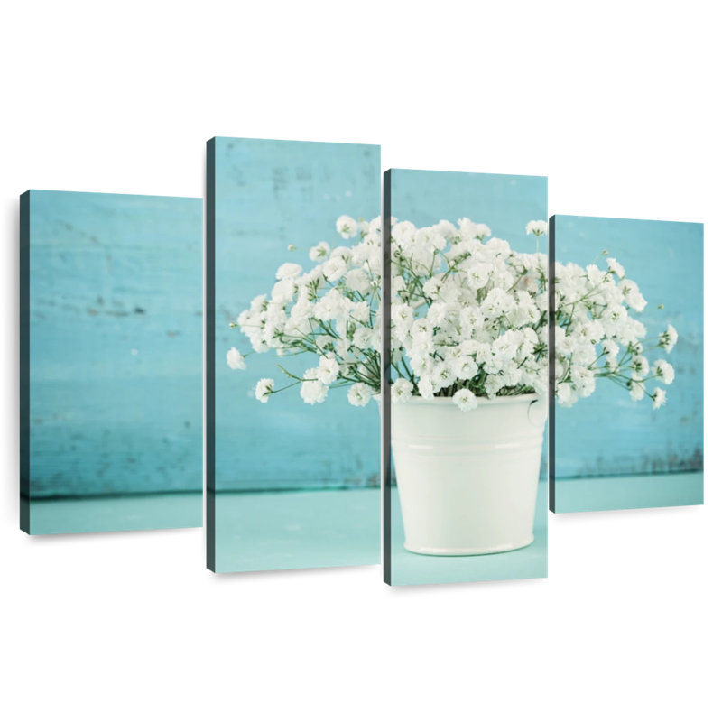 Harnek Gypsophila dans un vase blanc, H 22 po x l 36 po