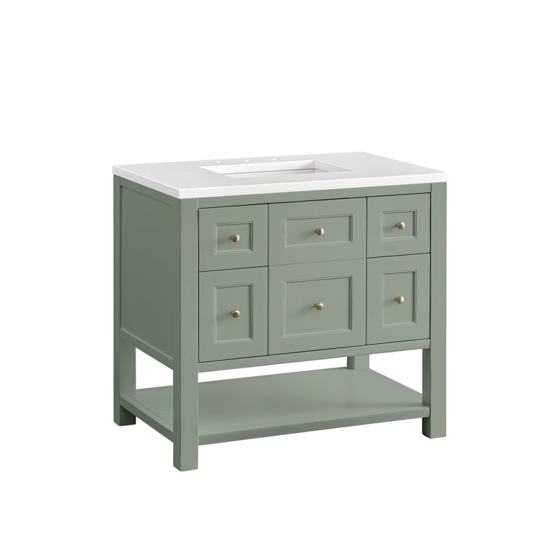 Breckenridge 36'' W Single Vanity, Smokey Celadon, White Zeus, 8" Widespread