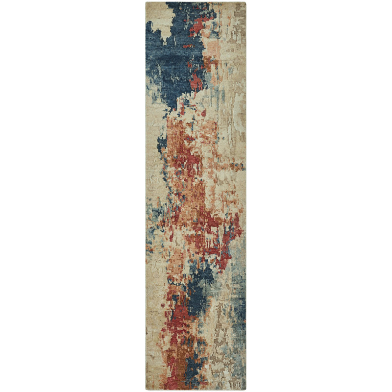Solaris Ember Cascade Hand-Knotted Wool Area Rug, Runner 2'6" x 10'