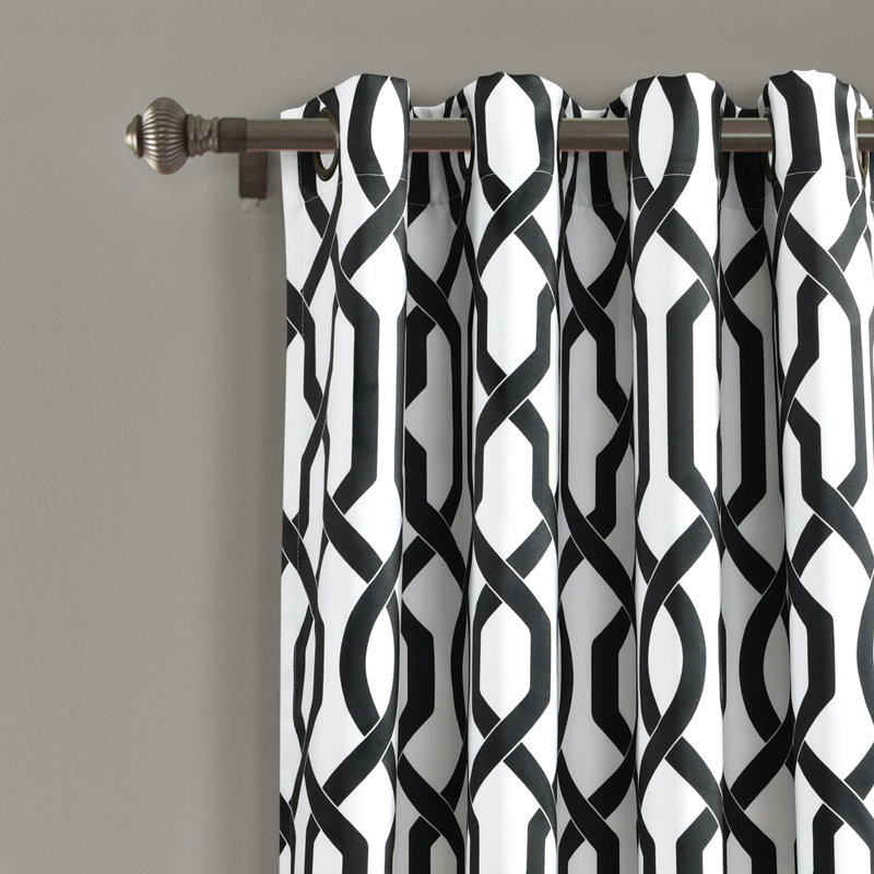 Trellis Room Darkening Curtain Pair, 52" W x 95" L, White