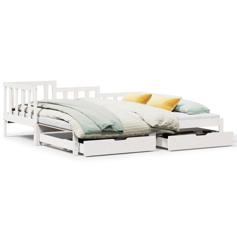 Rohaan Solid Wood Daybed with Trundle, Single (3'), White