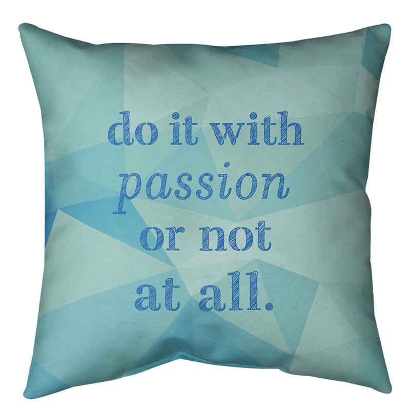 Coussin intérieur/extérieur d’inspiration passion, Bleu zircon, 20 po x 20 po