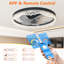 Ventilateur de plafond décoratif à DEL décoratif encastré avec anneau en acrylique, pales cachées, télécommande et lumière à intensité variable pour les maisons élégantes