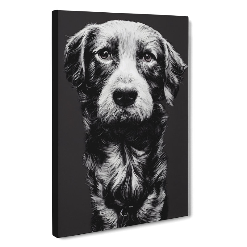 Monochrome Dog Portrait No.3 - Wrapped Canvas Print, 60cm H x 40cm W x 3cm D