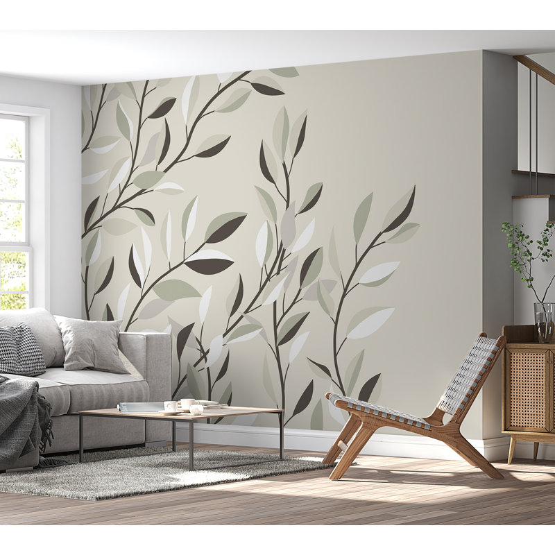 Papier peint botanique - Feuilles grimpantes, L 27 po x l 39 po