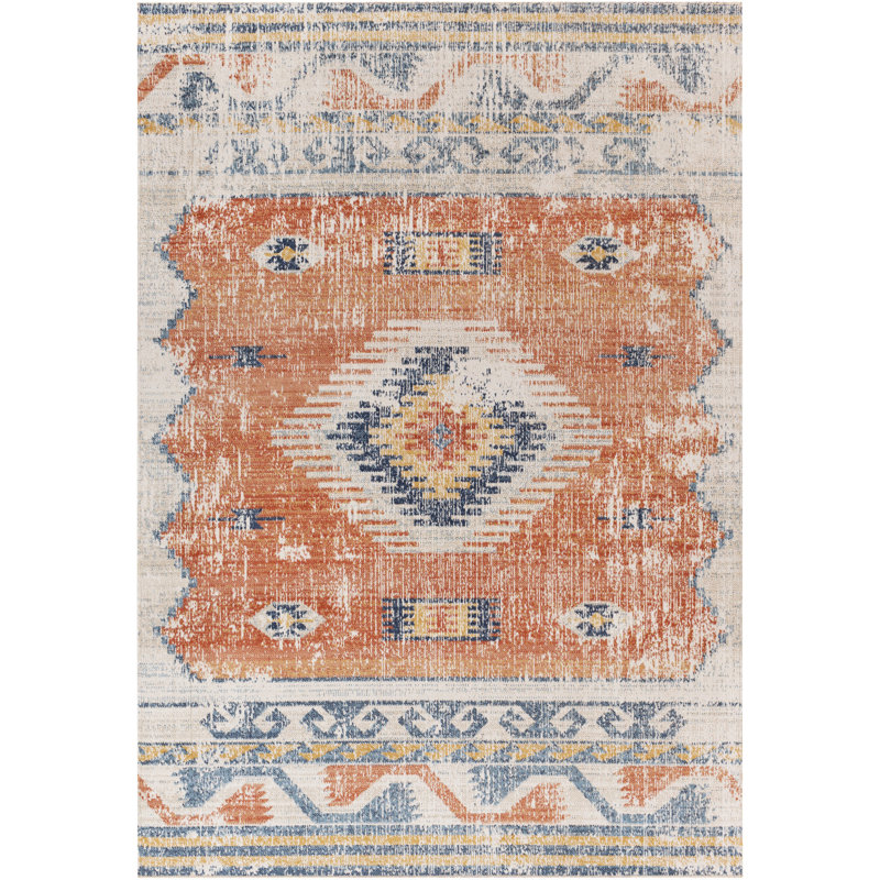 Arnauta Boho Burnt Orange Area Rug, Rectangle 200 x 275cm