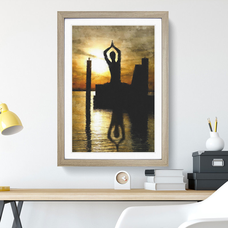 Yoga Meditation - Picture Frame Graphic Art, Oak Framed, 36cm H x 27cm W x 2cm D