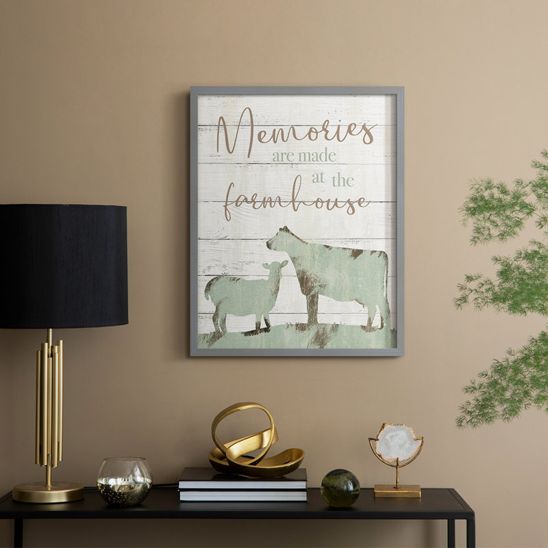 Farmhouse Memories, reproduction encadrée - bois massif, H 15 po x l 12 po, Gris