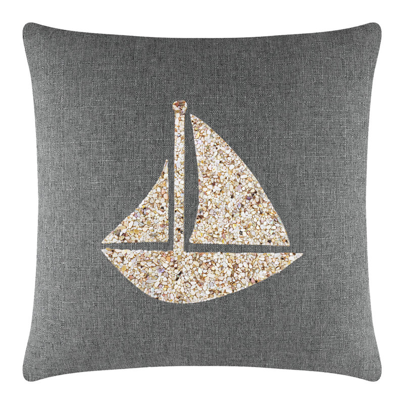 Coussin Sparkles Home Shell | Coussin Coastal, Gris, 20 po x 20 po