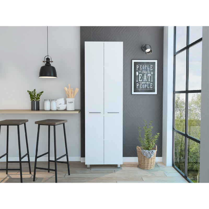 Garde-manger Baleare, cinq tablettes intérieures, quatre pieds, Blanc