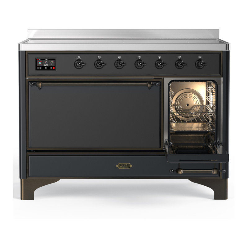 Majestic III Series 48 Inch Induction Range with 6 Induction Elements in Antique White (Chrome Trim), Burnished