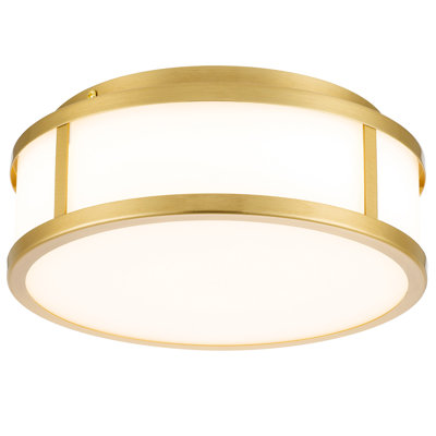 Energy - Smart 10 Inches Antique Brass Integrated Led Flush Mount , 1225 Lumens With 24W High Performance Led, 3 Color Temperature Selections 3000K/4000K/5000K , Dimmable Functionality, Etched White