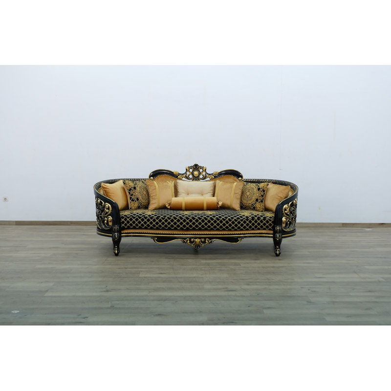 3 Pieces Bellagio Iii Sofa Set Black/gold Fabric