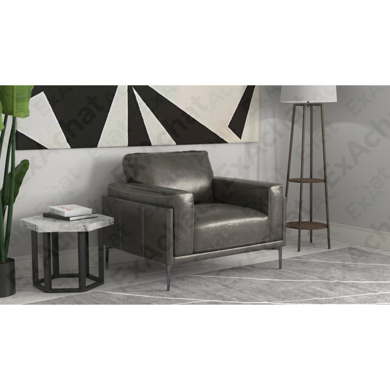 Chaise en cuir gris anthracite