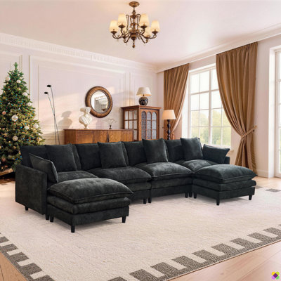 Praylow 140.9"W Modular Chenille U-shape Sectional